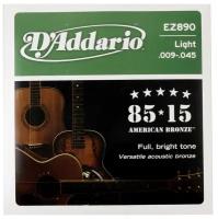 Набор струн для акустической гитары D'ADDARIO EZ890 AMERICAN BRONZE 85/15 SUPER LIGHT 9-45