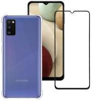 Комплект 2 в 1: Защитное стекло и прозрачный защитный чехол №09 для Samsung Galaxy A02s / Самсунг Галакси А02с