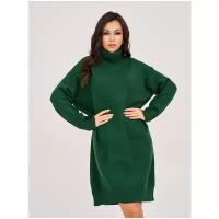 Вязаное платье водолазка BrandStoff, женское, оверсайз, шерстяное, теплое, длинный свитер, единый размер 42-49