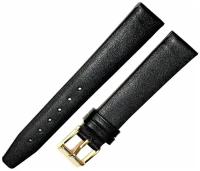 Ремешок 1603-02-1-1 Classic Черный кожаный ремень 16 мм для часов наручных из натуральной кожи женский гладкий матовый