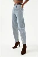 брюки джинсовые с ремнем женские befree, цвет: голубой индиго, размер: XS