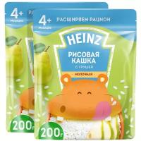 Каша Heinz молочная рисовая с грушей, с 4 месяцев, 200 г