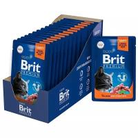 Влажный корм для стерилизованных кошек Brit Premium с лососем 14 шт. х 85 г (кусочки в соусе)
