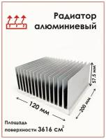 Радиаторный алюминиевый профиль 120х57,5х200 мм. Радиатор охлаждения, теплоотвод, охлаждение светодиодов