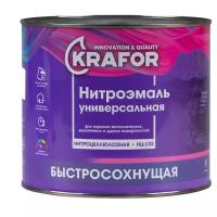 Нитроэмаль НЦ-132 быстросохнущая Krafor, глянцевая, 1,7 кг, черная