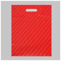 Пакет полиэтиленовый, с вырубной ручкой, «Полоска», бордовый, 35 х 45 см, 50 мкм
