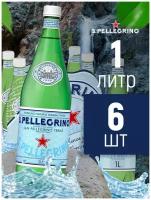 Минеральная вода газированная питьевая Sanpellegrino, столовая 1 л. х 6 шт