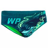 Плавки для водного поло мужские зеленые SHARK, размер: 48, цвет: Бирюзовый/Неоновый Лайм WATKO Х Декатлон