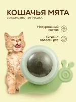 Игрушка мята для кошек/ Вращающийся шар с кошачьей мятой / Кошачья мята шар / Лакомство для кота/ Конфета мята для кошек / улитка зеленая PetLeon