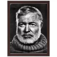 Портрет Хемингуэя Эрнеста, в рамке, печать на фотобумаге 30х40 см