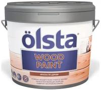 Краска по дереву Olsta Wood paint, акриловая, шелковисто-матовая, база А, белая, 0,9 л