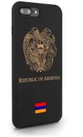 Черный силиконовый чехол SignumCase для iPhone 7/8 Plus Золотой Герб Армении для Айфон 7/8 Плюс