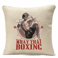 Подушка бежевая CoolPodarok Muay thai boxing,бежевый