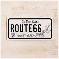 Винтажный сувенирный номер на машину Route 66, металл, 15х30 см