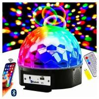 Диско шар LED magic Ball Музыкальный с пультом, блютуз и флешкой, дискошар проектор, диско-шар лампа светомузыка