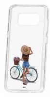 Чехол для Samsung Galaxy S8 Kruche Print Велосипедная прогулка, пластиковая накладка, силиконовый бампер с защитой камеры, защитный прозрачный с рисунком