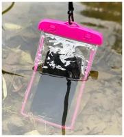 Водонепроницаемый чехол для телефона для подводной съемки со шнурком на шею, прозрачный, розовый
