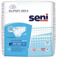 Подгузники для взрослых Seni Super, L, 6 капель, 100-150 см, 10 шт