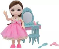 Кукла Funky Toys Малышка Лили с туалетным столиком, 16 см, FT72011 розовый