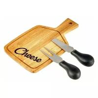 Набор для нарезания сыра: бамбуковая доска, 12х20 см, 2 ножа для сыра, 11см