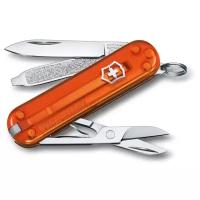 Нож-брелок Victorinox Classic SD Colors Fire Opal, 58 мм, 7 функций, полупрозрачный оранжевый