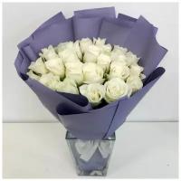 Цветы живые букет из белых роз (Кения) 25 шт. (35 см), Лэтуаль Flowers