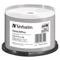 Диск Verbatim DVD-R 4.7Gb 16x Cake Box (50шт) Printable (43744)