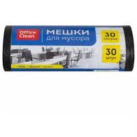 Пакеты для мусора 30л, OfficeClean (48x55см, 6мкм, черные) ПНД, 30шт. в рулоне (228589/А)