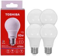 Toshiba Лампочка энергосберегающая A60 Bulb / Шар 11W CRI 80 ND | Свет - тёплый 4000K | Цоколь - Е27 220 градусов 4 штуки
