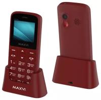 Телефон MAXVI B100DS, 2 SIM, винный красный