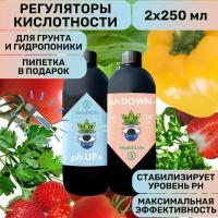 Комплекс регуляторов кислотности HealthLife pH DOWN - минус для понижения и pH UP + плюс для повышения по 500 мл концентрат для гидропоники и грунта