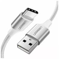 Кабель UGREEN US288 (60131), USB-A 2.0 to Type C, 3A, в оплётке, 1m, White