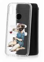 Чехол для Huawei Y6 2019 Kruche Print Рисуя любовь, пластиковая накладка, силиконовый бампер с защитой камеры, защитный прозрачный кейс с рисунком