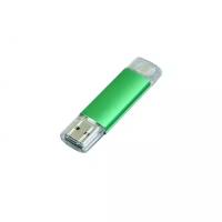Металлическая флешка OTG для нанесения логотипа (64 Гб / GB USB 2.0/microUSB Зеленый/Green OTG 001 для андроида доступна оптом и в розницу)