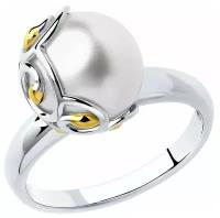 Ажурное кольцо SOKOLOV из золочёного серебра с жемчугом 94012451