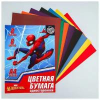 Бумага цветная односторонняя «Человек-паук», А4, 8 листов, 8 цветов, Человек-паук 4823212