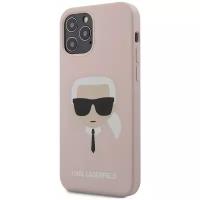 Чехол Lagerfeld для iPhone 12/12 Pro (6.1) Liquid silicone Karl's Head Hard Pink