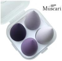 Спонжи для макияжа Muscari косметический набор для кожи лица, бьюти блендер для тонального крема, яйца красоты, спонж- аппликаторы комплект 4 шт