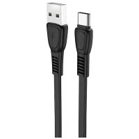 Кабель USB - Type-C FaisON HX40 Noah, 1.0м, плоский, 2.4A, силикон, цвет: чёрный