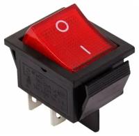 Выключатель клавишный 250V 20А (4с) ON-OFF красный с подсветкой Rexant, 1шт, REXANT, 36-2340