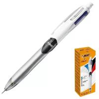 Ручка шариковая автоматическая BIC 4Colours 3 + 1 HB, 3-цветная ручка (синий, чёрный, красный) + механический карандаш