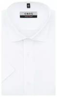Рубашка мужская короткий рукав GREG 100/107/Z STRETCH, Полуприталенный силуэт / Regular fit, цвет Белый, рост 174-184, размер ворота 40