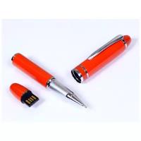 Флешка в виде ручки с мини чипом (64 Гб / GB USB 2.0 Оранжевый/Orange 370 для именной гравировки эксклюзивный подарок школьнику)