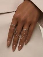 Кольцо на два пальца MIESTILO Кольцо серебро 925 серебряное двойное с цепь ювелирное, серебро, 925 проба, родирование