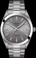 Швейцарские кварцевые часы Tissot Gentleman Titanium T127.410.44.081.00 на титановом браслете, с водозащитой 10 бар и международной гарантией от производителя