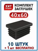 Заглушка 40х60 прямоугольная пластиковая для трубы 60х40 (10+1 шт.)