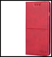 Чехол-книжка Mypads для iPhone 12 (6.1) / iPhone 12 Pro (6.1) из импортной кожи прошитый прострочкой Ретро красный с магнитной крышкой