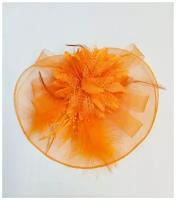 Шляпка вуалетка с ободком и заколкой Модерн, Оранжевая