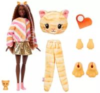 Кукла Barbie Cutie Reveal Kitten с сюрпризами, 29 см, HHG20 коричневый/розовый