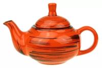 «Оранжевая полоска» Чайник заварочный керамический «Кроха младший» 400мл, д12см, h10,5см (Россия)